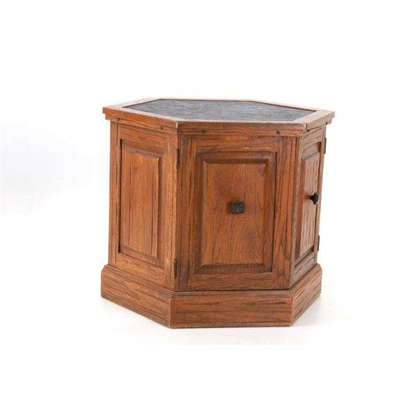 Mid Century Octagonal Pedestal Side Table Cabinet