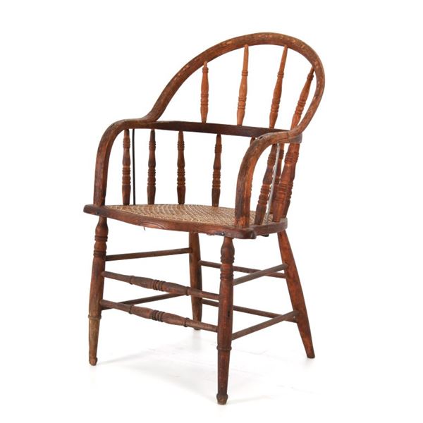 Antique Windsor Cane Seat Arm Chair