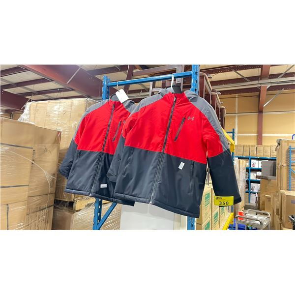 PAIR OF NEW UNDER ARMOUR WINTER JACKETS RED/BLACK SIZE YOUTH MEDIUM