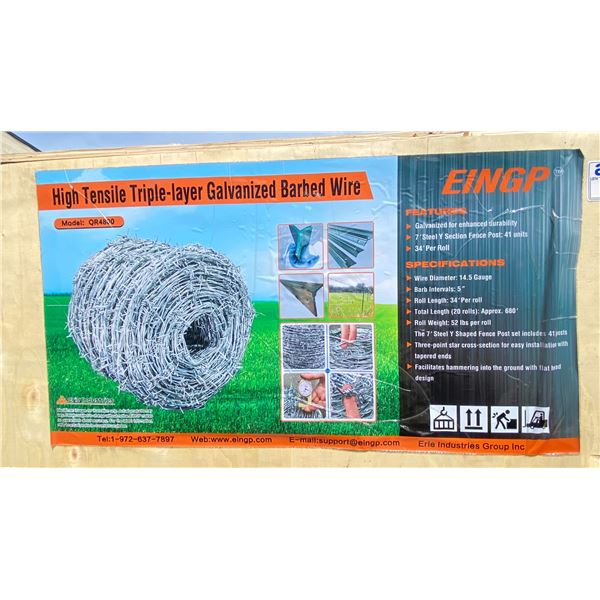 EINGP HIGH TENSILE TRIPLE-LAYER GALVANIZED BARBED WIRE 7' STEEL Y SECTION FENCE POST; 41 UNITS 34'