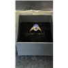 Image 2 : 10K GOLD RING WITH MOUNTED BLUE STONE, SIZE 4