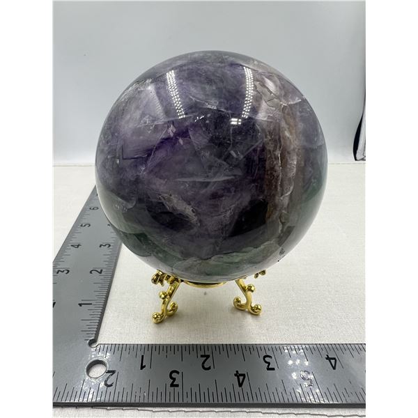 91 MM GREEN PURPLE FLOURITE SPHERE