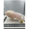 Image 1 : 10 INCH HAND CARVED PINK CALCITE LION