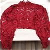 Image 1 : Dark Red Net and Lacy Blouse with full umbrella sleeves Size M