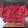 Image 5 : Dark Red Net and Lacy Blouse with full umbrella sleeves Size M