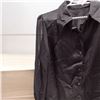 Image 2 : Black satin shirt with glitter lines and net sleeves Size M
