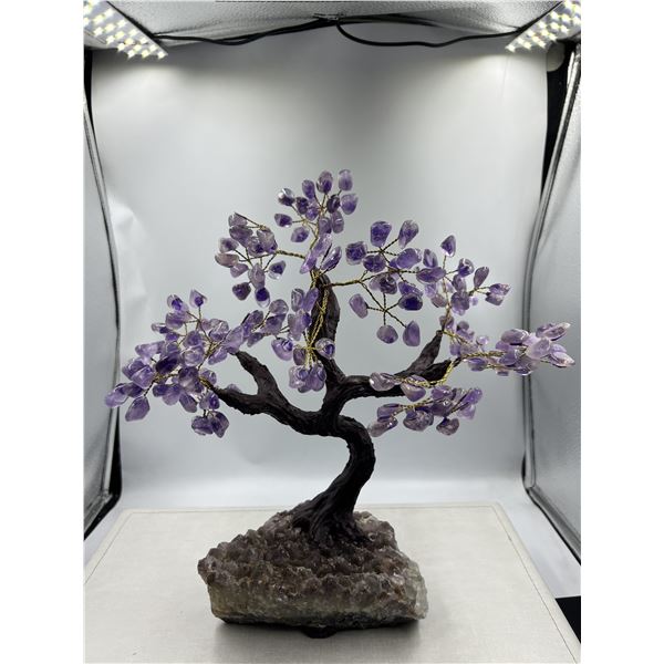 14 X14 INCH  AMETHYST CRYSTAL TREE WITH AMETHYST BASE HANDMADE