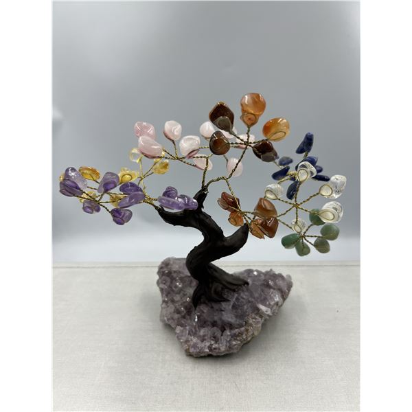 7.5 X 7.5 INCH  7 CHRYSTAL CHAKRA BONSAI TREE HANDMADE