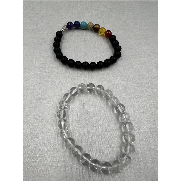BRAND NEW CLEAR QUARTZ AND CHAKRA BRACELET 8MM