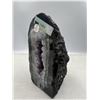 Image 3 : 5.4 X 2.1 INCH  AMETHYST GEODE WITH GREEN AGATE BANDS
