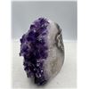 Image 4 : 4.5 X3.6 INCH POLISHED AMETHYST GEODE WITH AGATE FORMATION ON SIDES