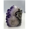 Image 5 : 4.5 X3.6 INCH POLISHED AMETHYST GEODE WITH AGATE FORMATION ON SIDES