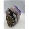 Image 7 : 4.5 X3.6 INCH POLISHED AMETHYST GEODE WITH AGATE FORMATION ON SIDES