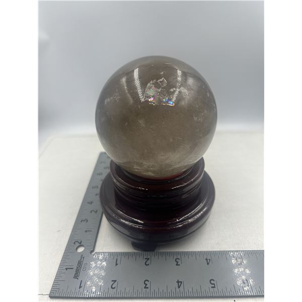95.0 MM SMOKY QUARTZ SPHERE WITH INCULSION  HIGH GRADE