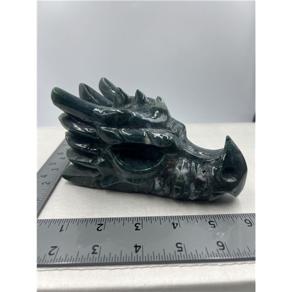 6 X 3 INCH MOSE AGATE DRAGON SKULL