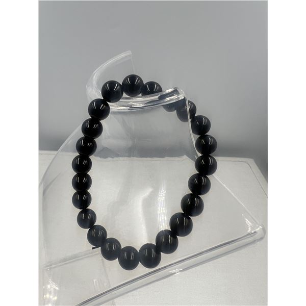 BRAND NEW 8 MM  BLACK TOURMALINE  BRACELET ELASTIC