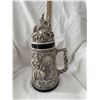 Image 1 : large, detailed beer stein with a lid, featuring a Viking and wizard fantasy theme