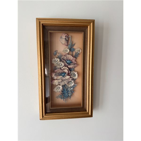 framed, vintage 3D floral mixed media artwork