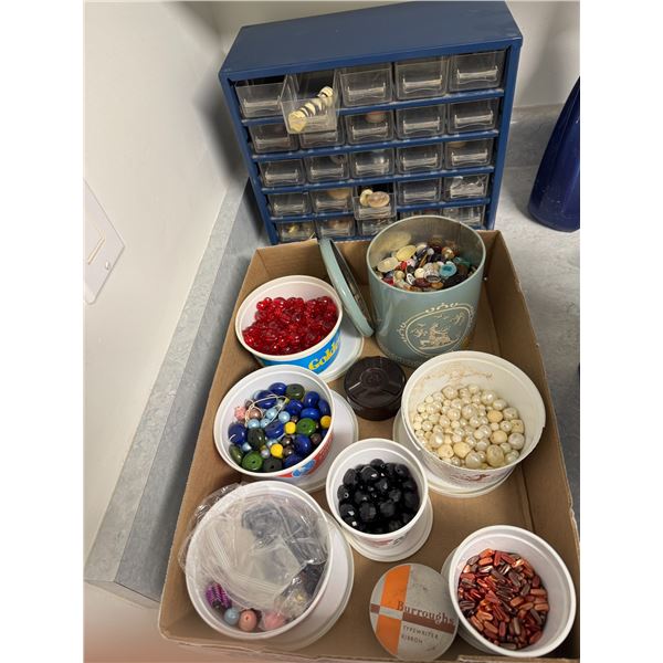 Assorted buttons and beads, etc.