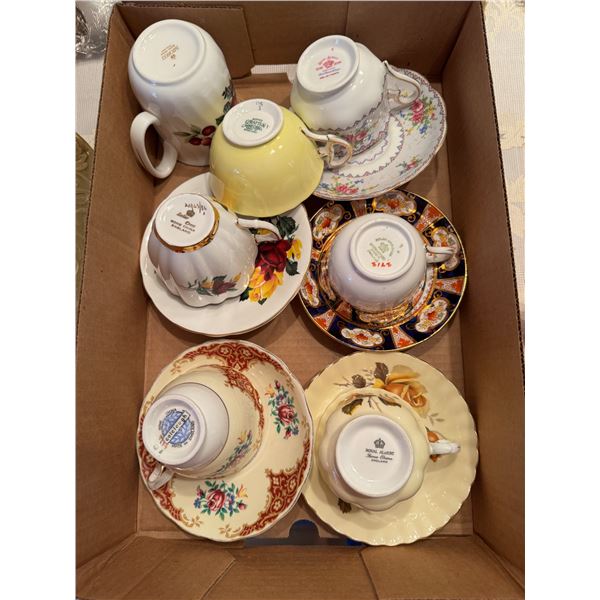 Teacups  and saucers, Royal Albert and other Royal Grafton, etc.