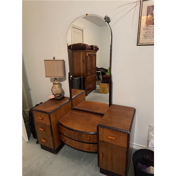 Antique vanity, dresser with big light handles