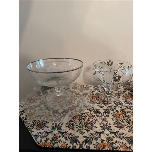 serving platter and pedestal bowls