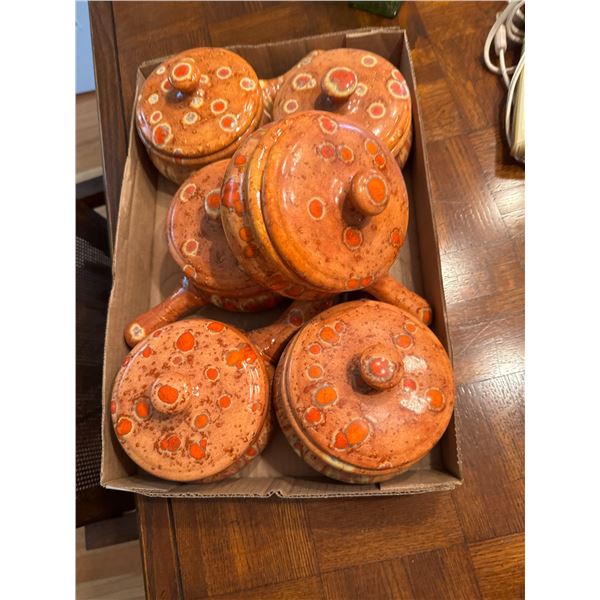 Onion, soup, pottery bowls