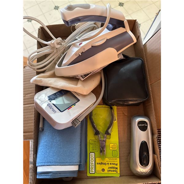 Blood pressure, monitor, toenail, clippers, iron, etc.