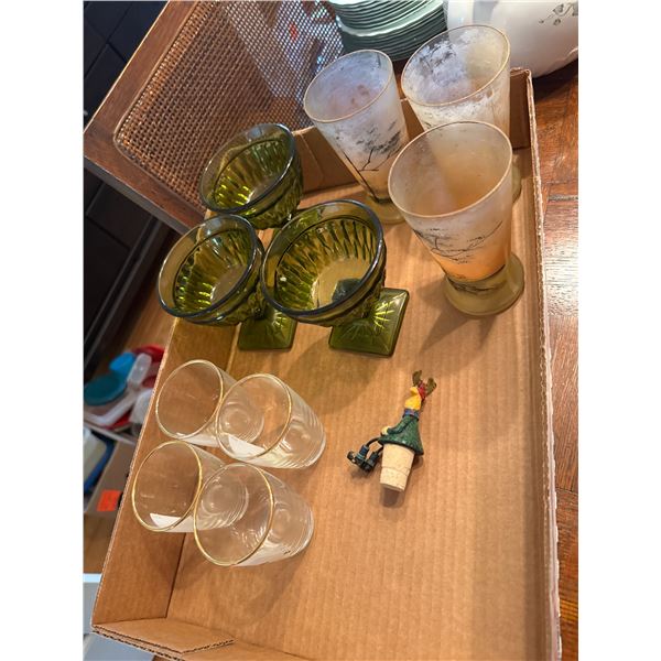 Assorted glasses and dessert dishes