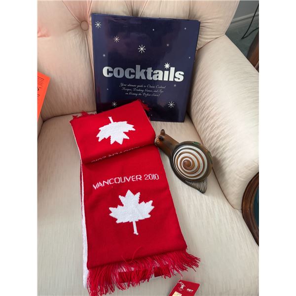 NWT scarf, snail and cocktail book