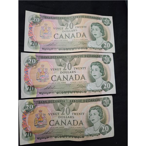 3x $20 Canadian bills