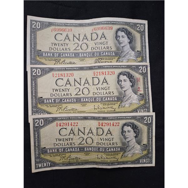 3x $20 Canadian bills