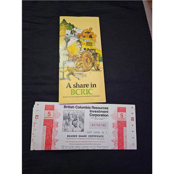 5x 5 shares in the BC resources investment corp-1979