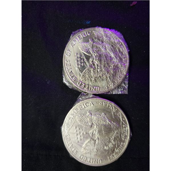 2x $1 Silver american coins