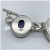 Image 3 : 2pc Sterling Silver Bracelets with Blue Stones, Marked 925
