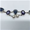 Image 5 : 2pc Sterling Silver Bracelets with Blue Stones, Marked 925