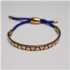 Image 1 : Halcyon Days Enamel & Cord Bracelet, Blue & Gold Hearts