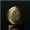 Image 1 : 14K Gold Signet Ring with Monogram K, Sz.5