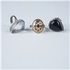 Image 1 : 3pc Sterling Silver Rings, Onyx, Clear Stone, and Gold-Tone
