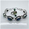Image 2 : 2pc Sterling Silver Bracelet and Ring Set with Gemstones