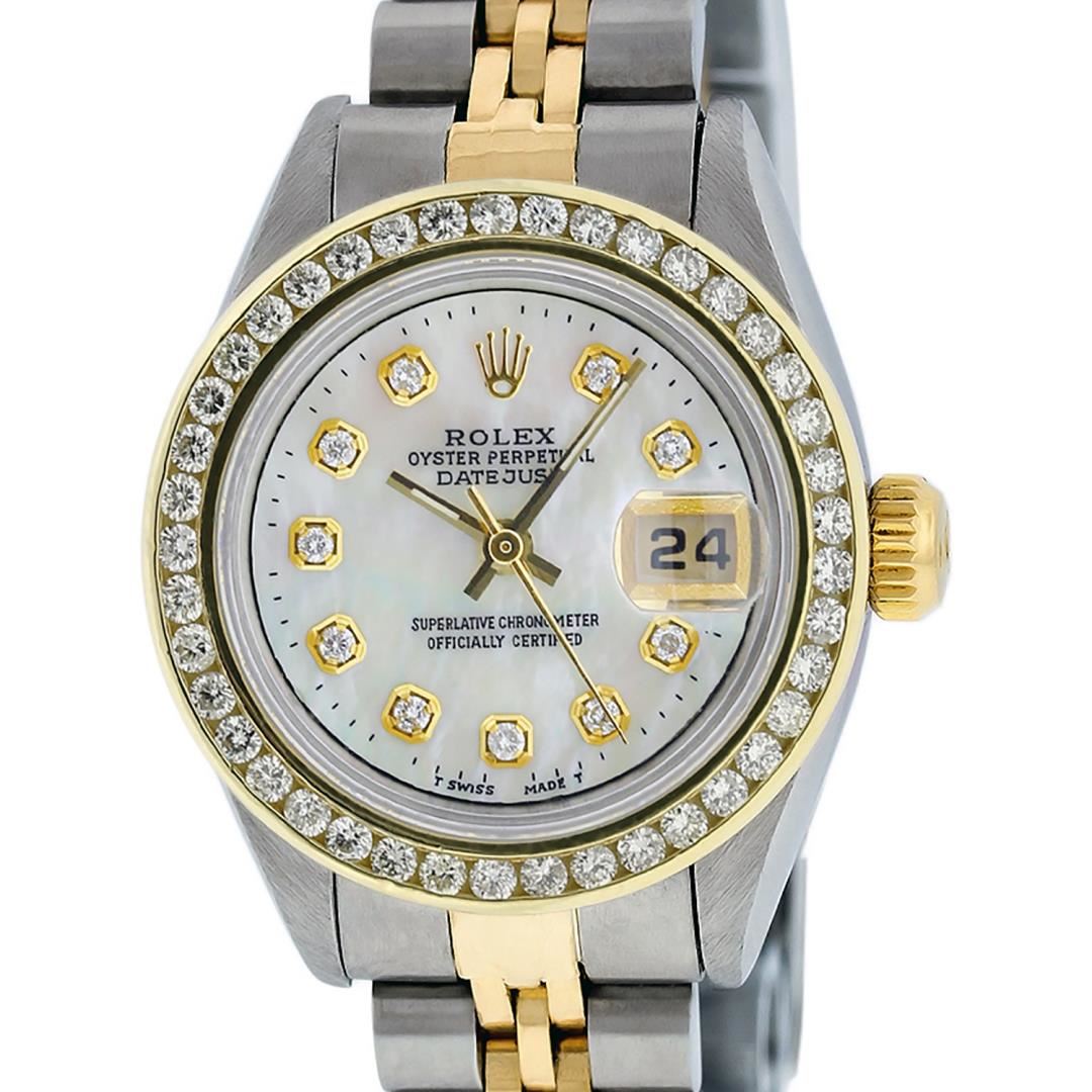 Rolex Ladies Quickset Two Tone Channel Set Diamond Bezel Datejust ...