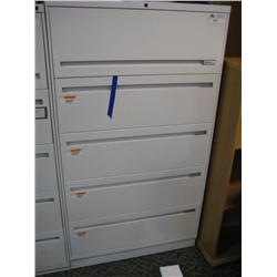 White Kimbal 5 Drawer Lateral File Cabinet