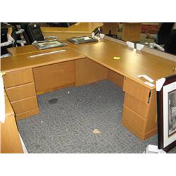 Cherry Oak L-shape Double Pedestal