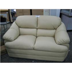 Cream Leather Loveseat