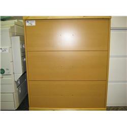 Ash Maple 3 Drawer Lateral File Cabinet
