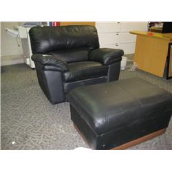 Black Leather Reclining Sofa Chair With