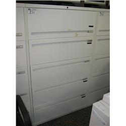 White Kimbal 5 Drawer Lateral File Cabinet