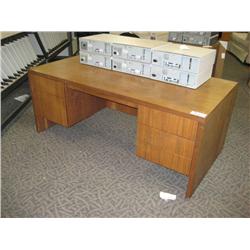 Walnut Double Pedestal Executive Desk