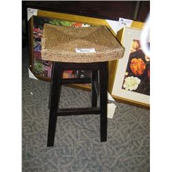 2 -  Sea Grass Top Mahogany Stools