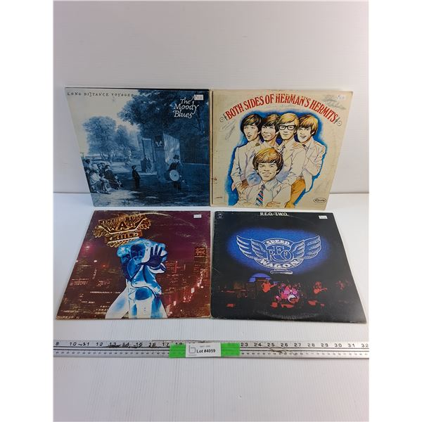 (4) Vinyl Records - Speed Wagon, The Moody Blues and Both Sides of Herman's Hermits